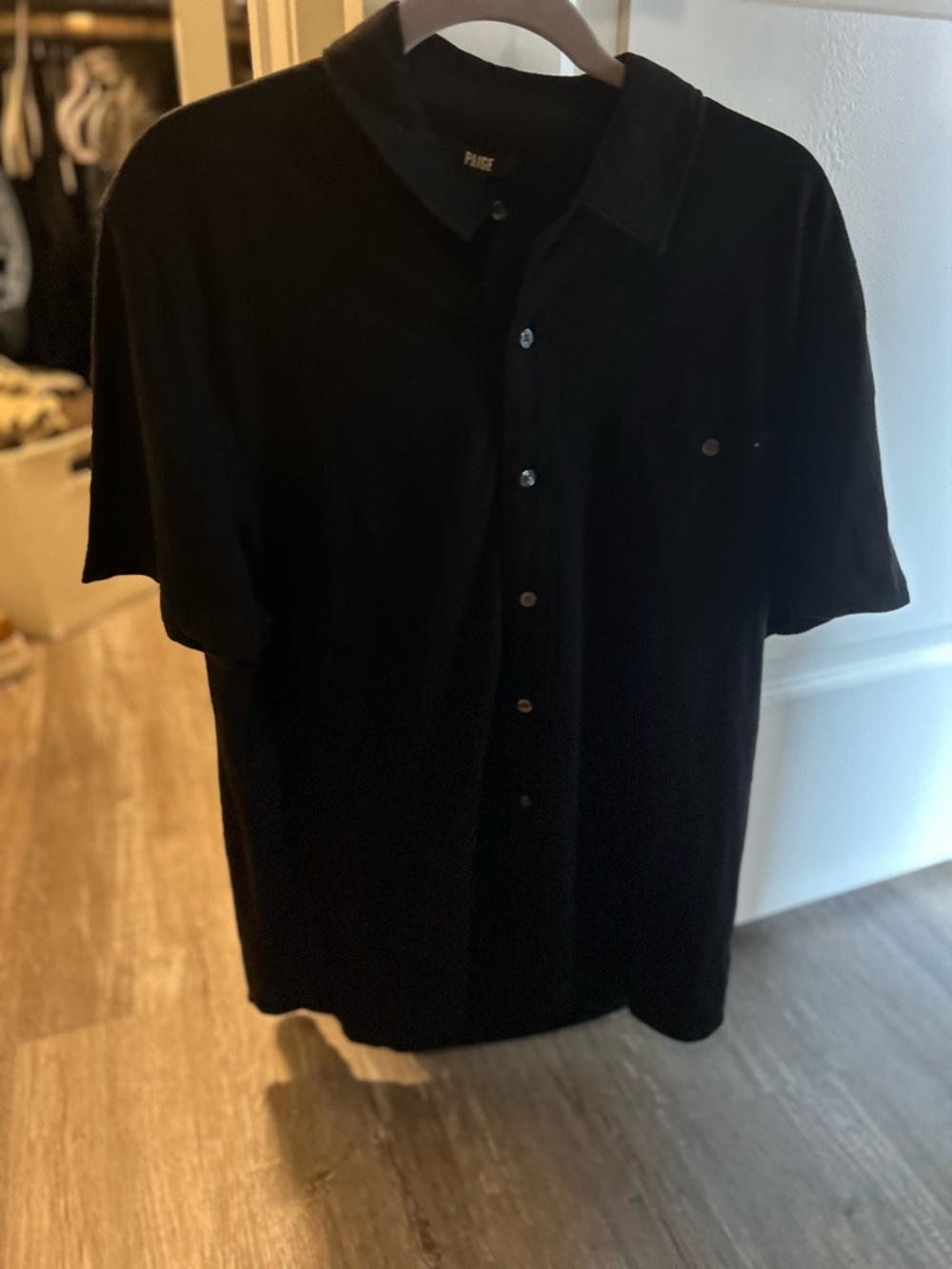 PAIGE Black Short-Sleeve Button-Down Shirt